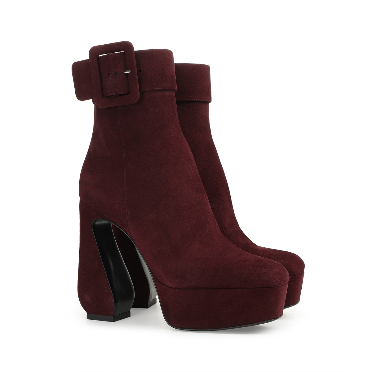 BOTTINES EN DAIM ROUGE