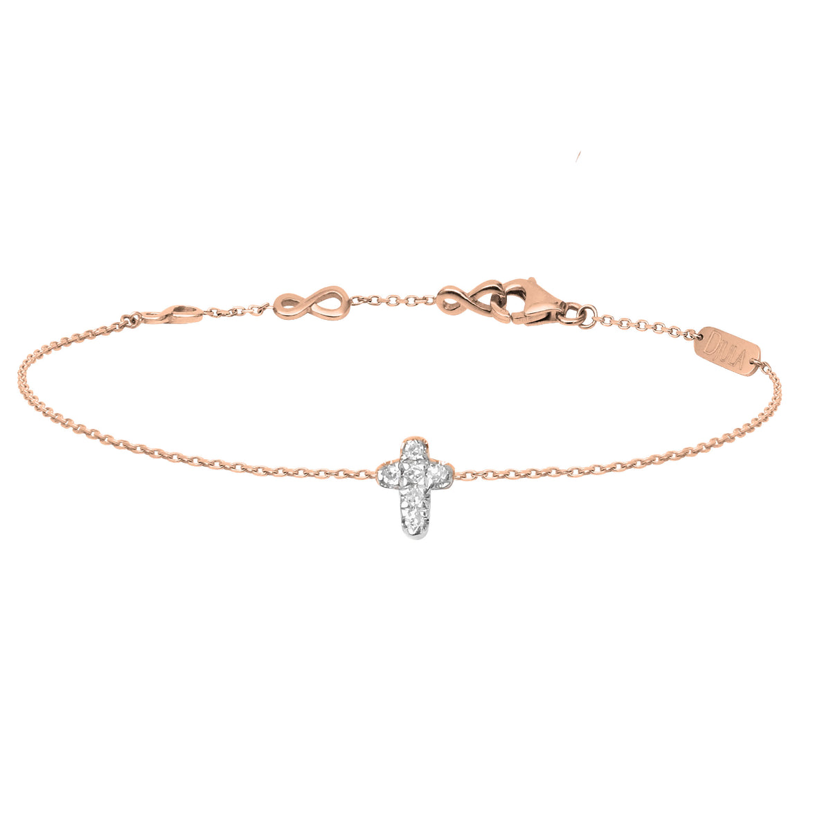 BRACELET MAGIC TOUCH OR ROSE MOTIF CROIX