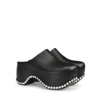 Area Bomb wedge mules - Nero & Crystal