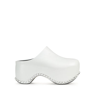 Area Bomb wedge mules - Bianco & Crystal