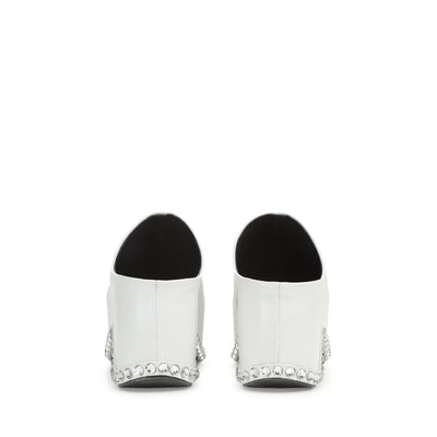 Area Bomb wedge mules - Bianco & Crystal