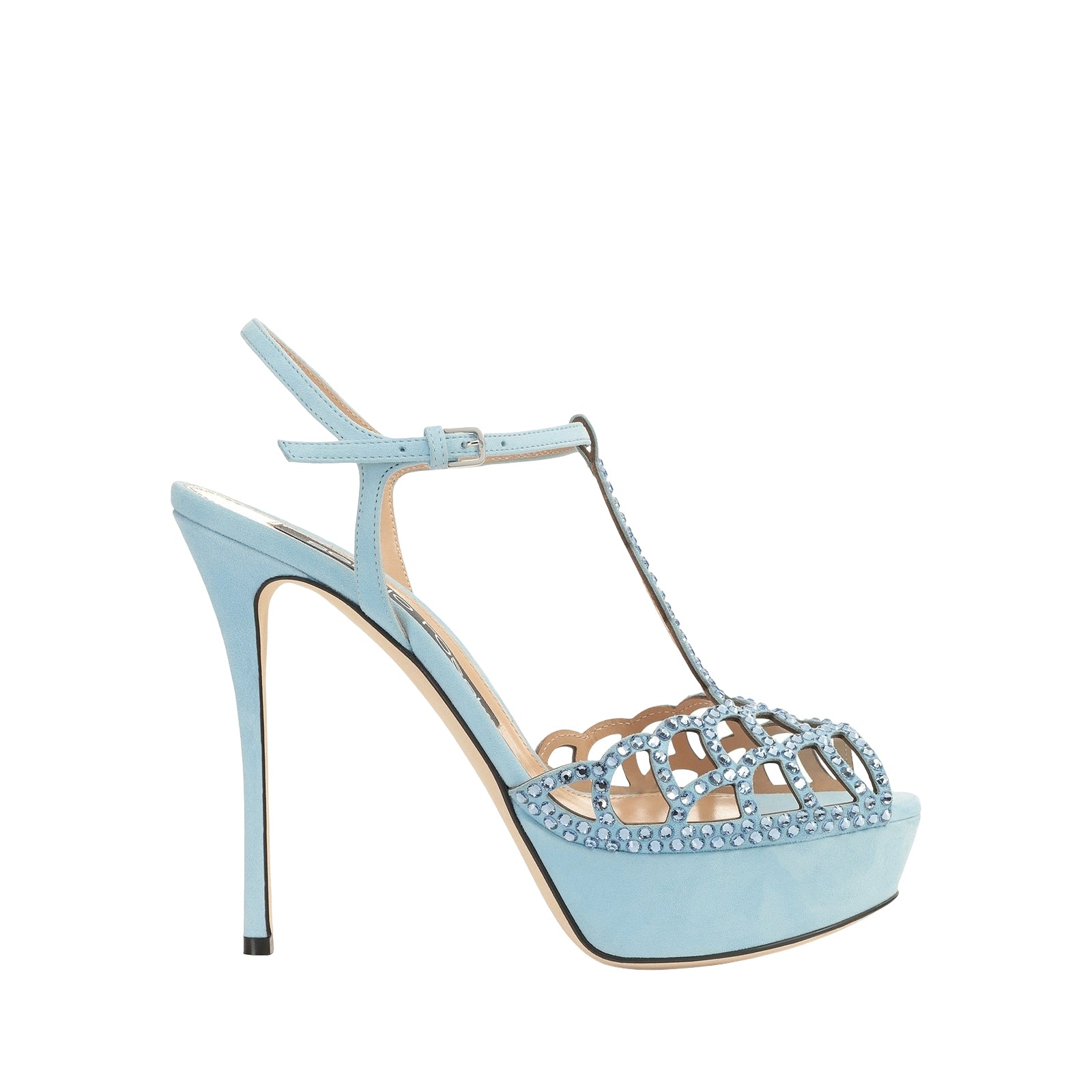 300€   Sandales Sr Mermaid 90 en cuir - Blue Paradise & Light Sapphire