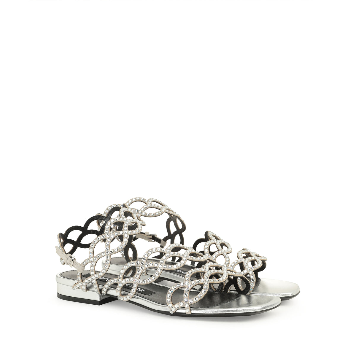 SŒUR SIRÈNE EN SOIE NAPPA + ROYAU + SANDALES EN STRASS