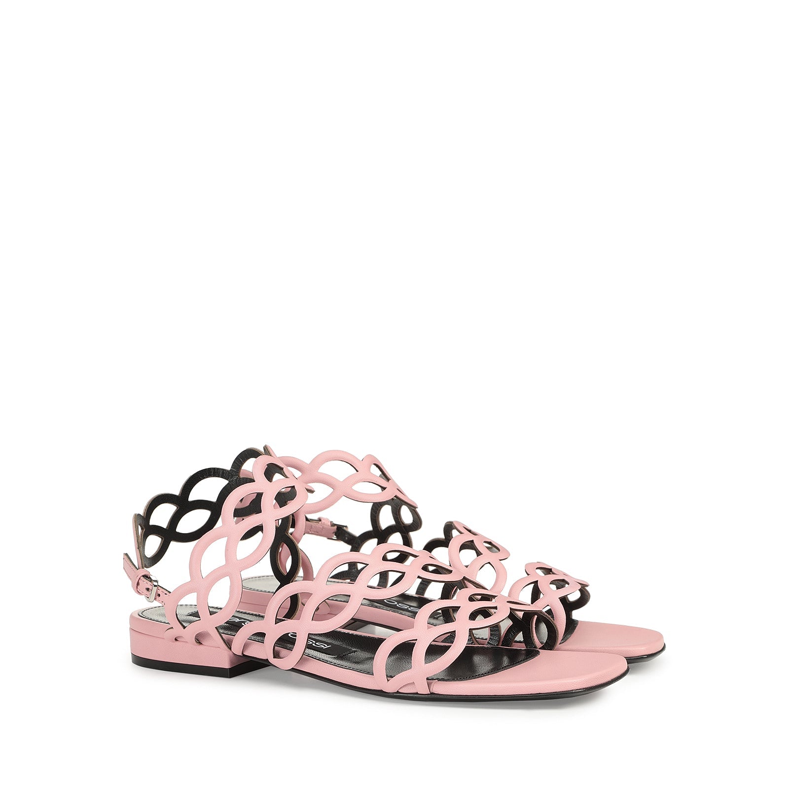 Sandales plates Sr Mermaid en cuir - Light Rose