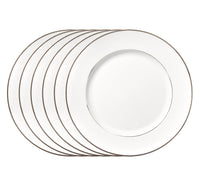 Lot de 6 assiettes plates américaine en porcelaine platine - Porcelaine