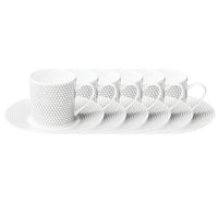 Set of 6 porcelain coffee cups and saucers - Porcelain