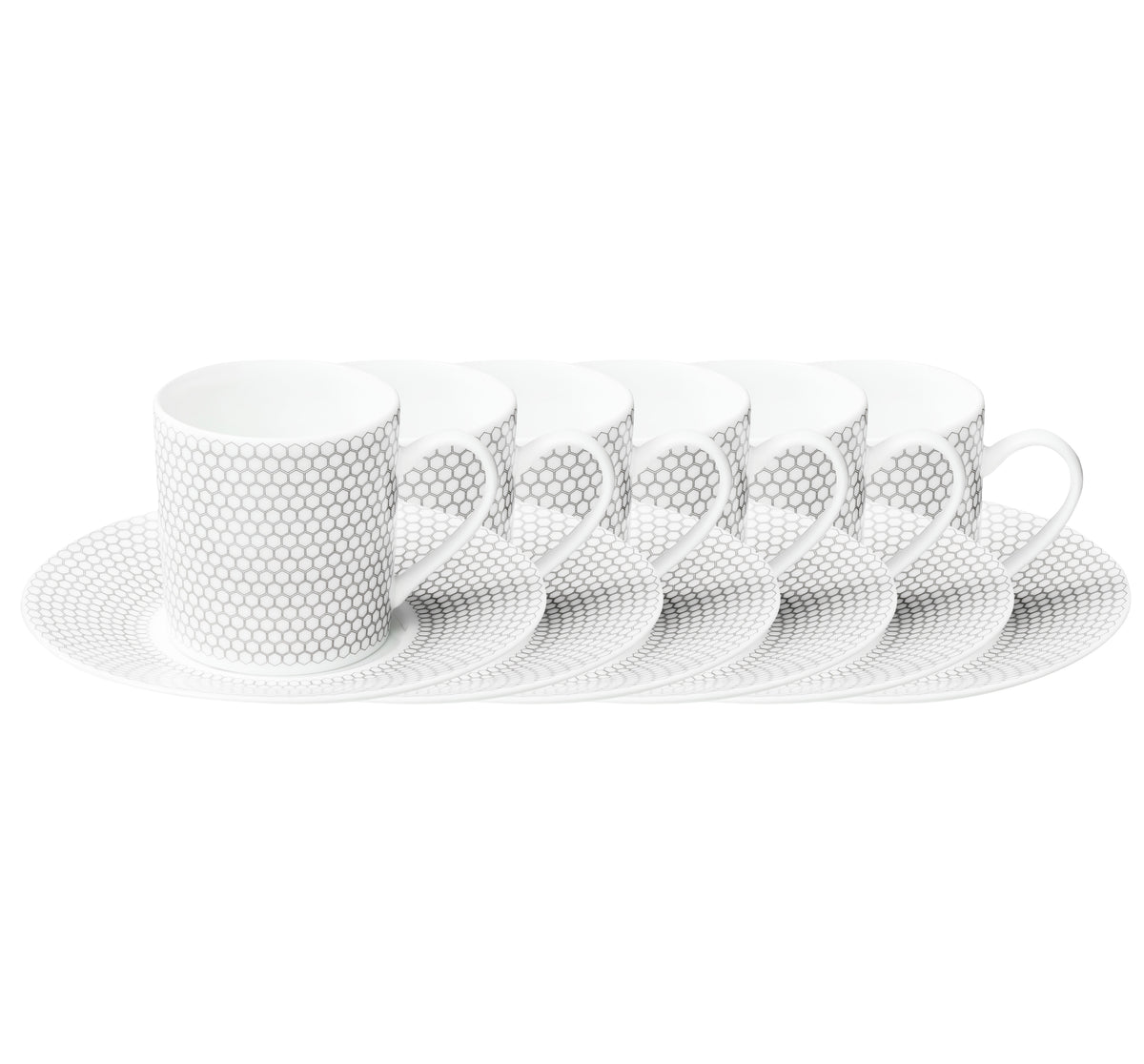 Set of 6 porcelain coffee cups and saucers - Porcelain