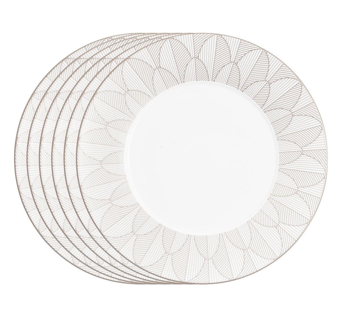 Lot de 6 assiettes  à dîner platine 27cm en porcelaine - Porcelaine