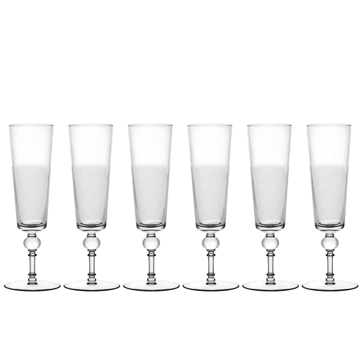 Lot de 6 flûtes à champagne en cristal - Cristal