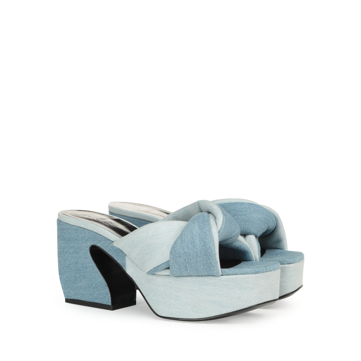 Mules à plateforme Si Rossi 90 en tissu - Blue