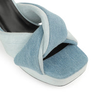 Mules à plateforme Si Rossi 90 en tissu - Blue
