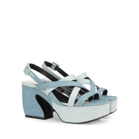 SANDALES ROUGES OUI JEANS + JEANS DELAVE »