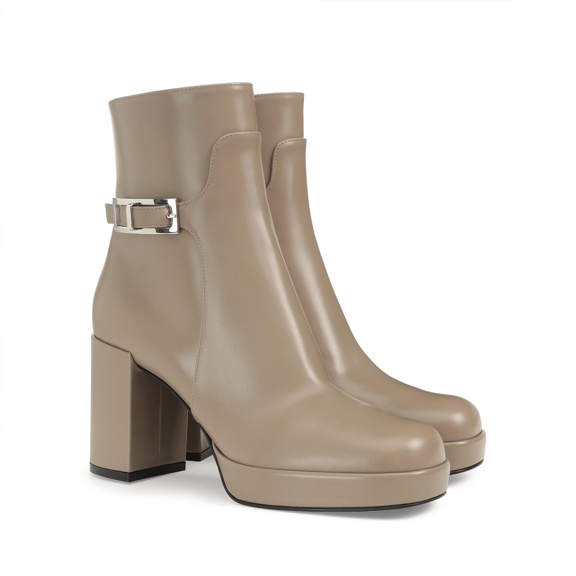 Bottines Sr Nora 80 en cuir - Taupe