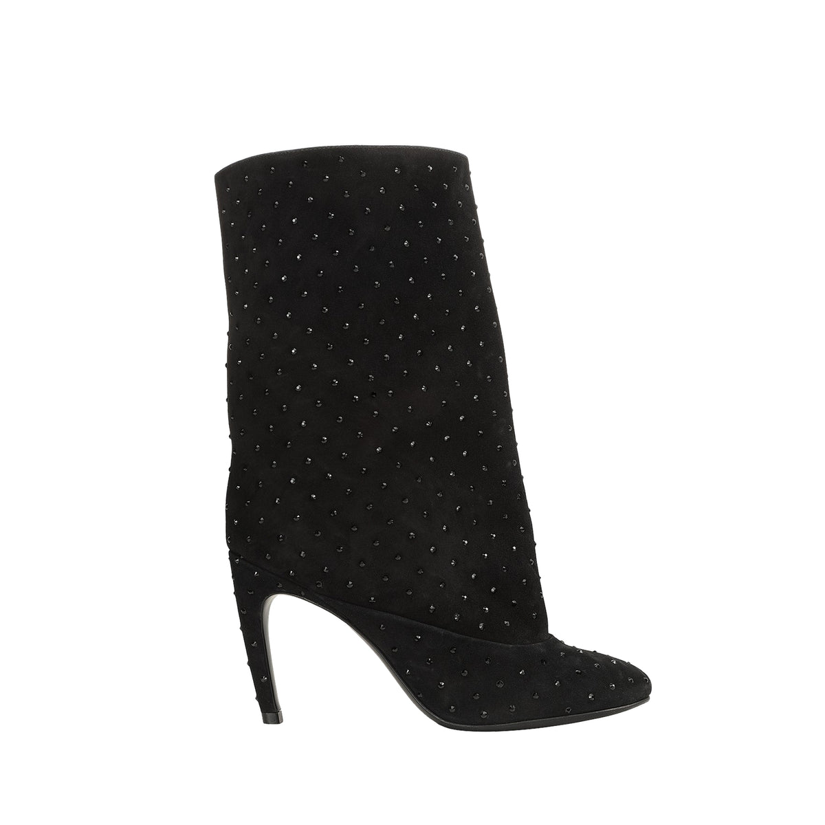 BOTTINES EN DAIM SR ARC + RHINGSTONES