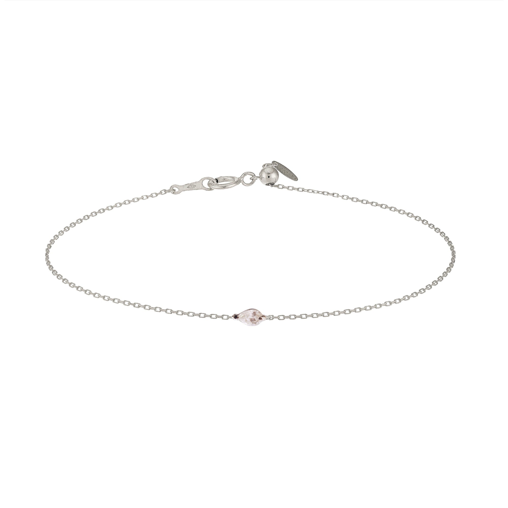 1qty NEW / Bracelet avec 1 diamant taille poire  0,09 ct-Blanc