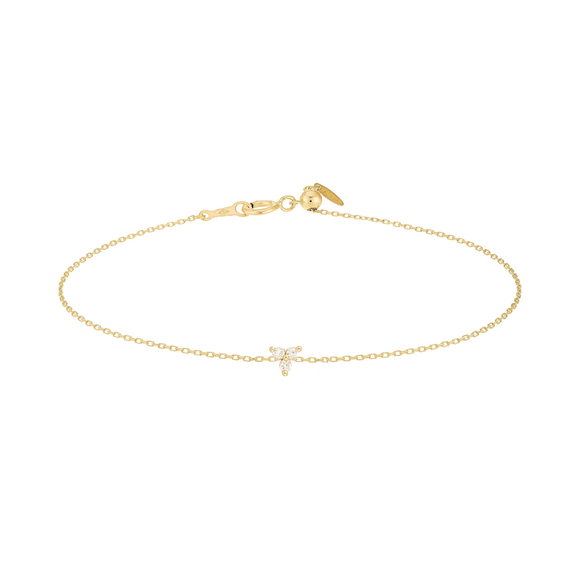 1qty NEW / Bracelet Trinity 3 diamants -Jaune