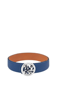 Bracelet à boucle ovale en cuir exotique - Bleu & Marron