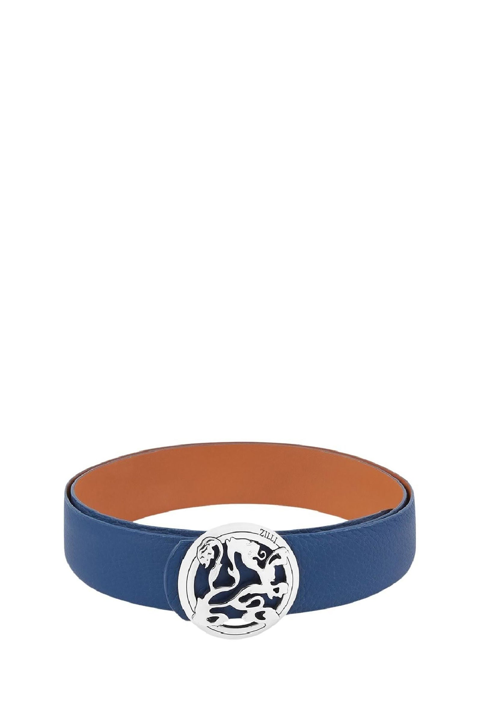 Bracelet à boucle ovale en cuir exotique - Bleu & Marron