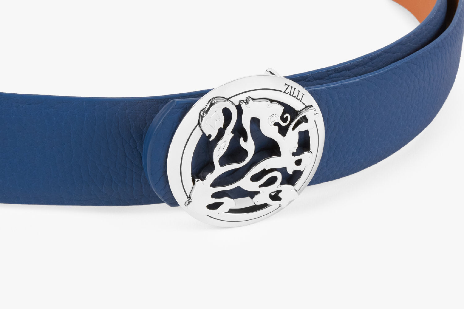 Bracelet à boucle ovale en cuir exotique - Bleu & Marron