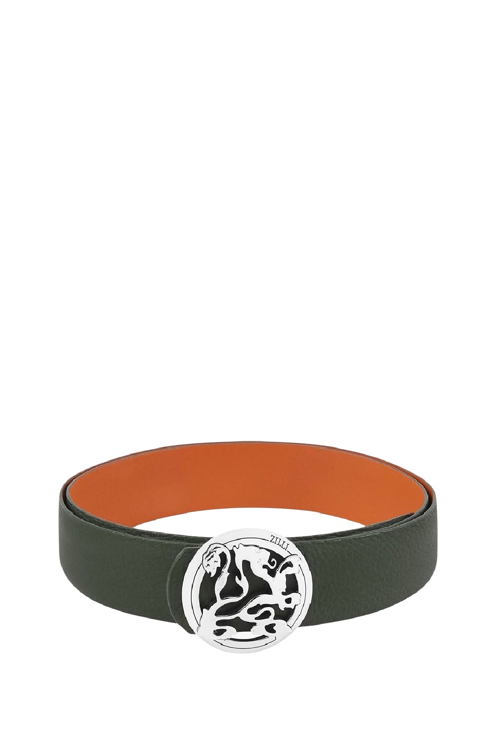 Ceinture à boucle en cuir exotique - Vert & Orange