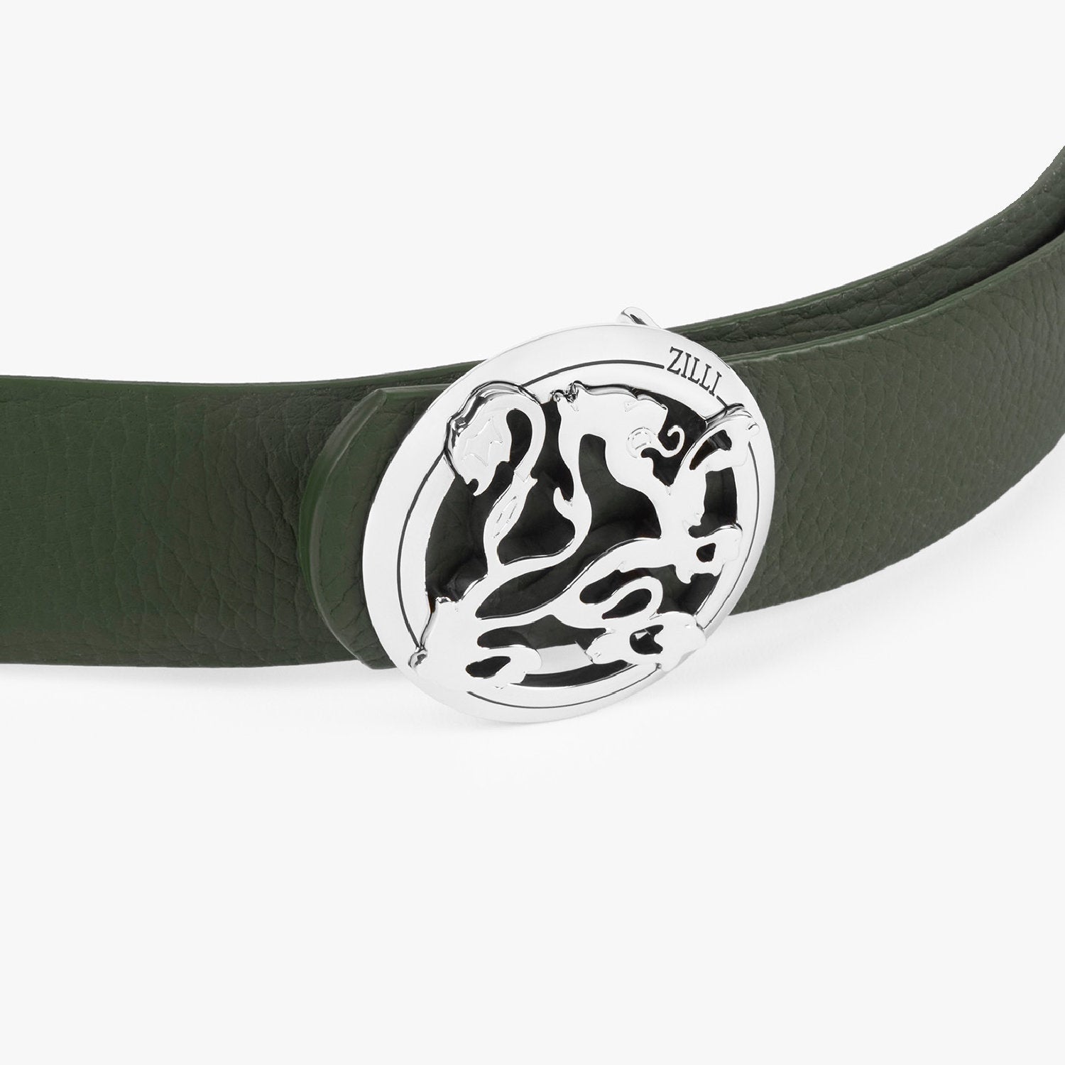 Ceinture à boucle en cuir exotique - Vert & Orange