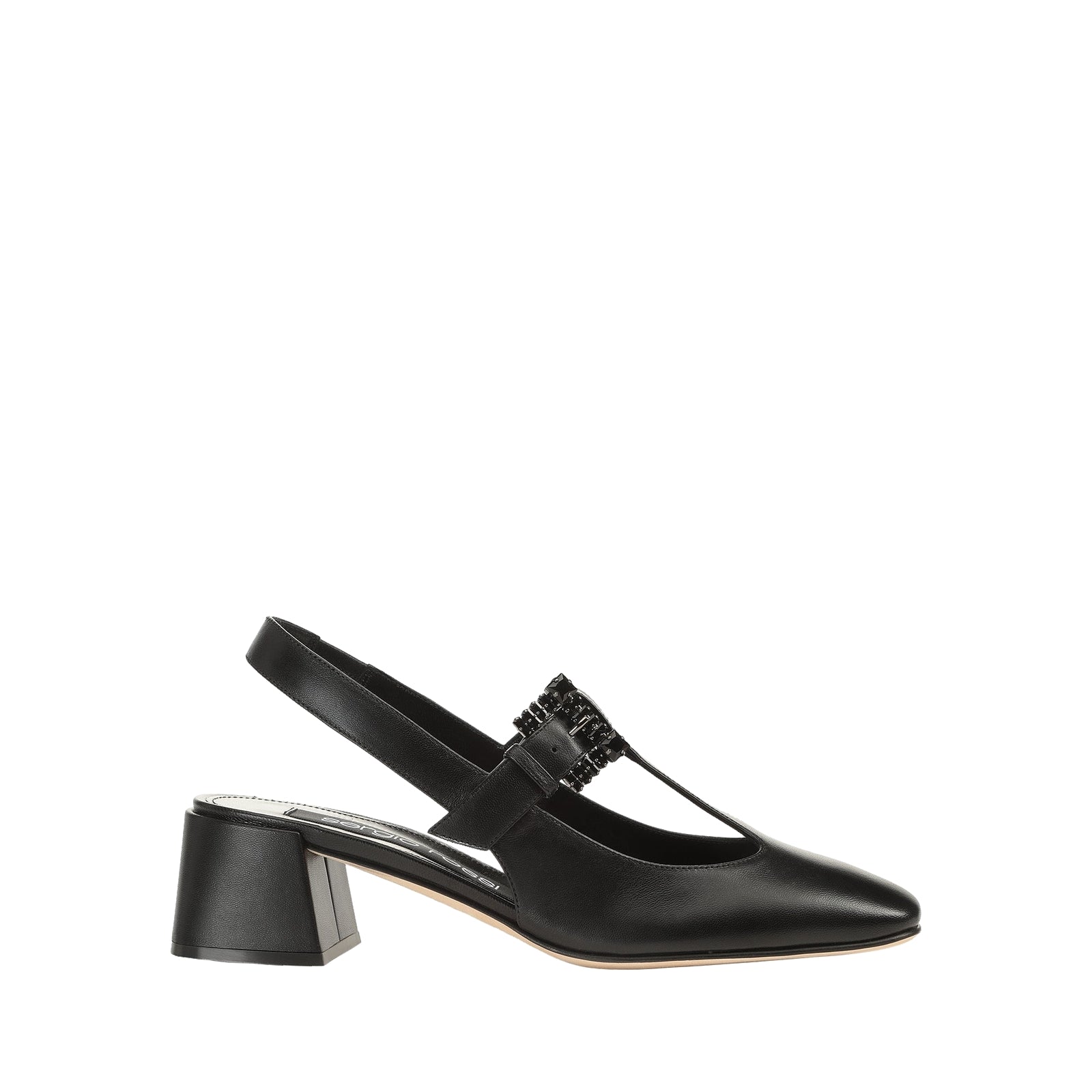 225€   Slingback Sr Twenty Buckle 45 en cuir - Nero & Dk Rutenio & Jet
