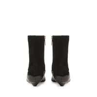 BOTTINES EN SUÈDE EXTENSIBLE À BEC avec SOFT CALFSK