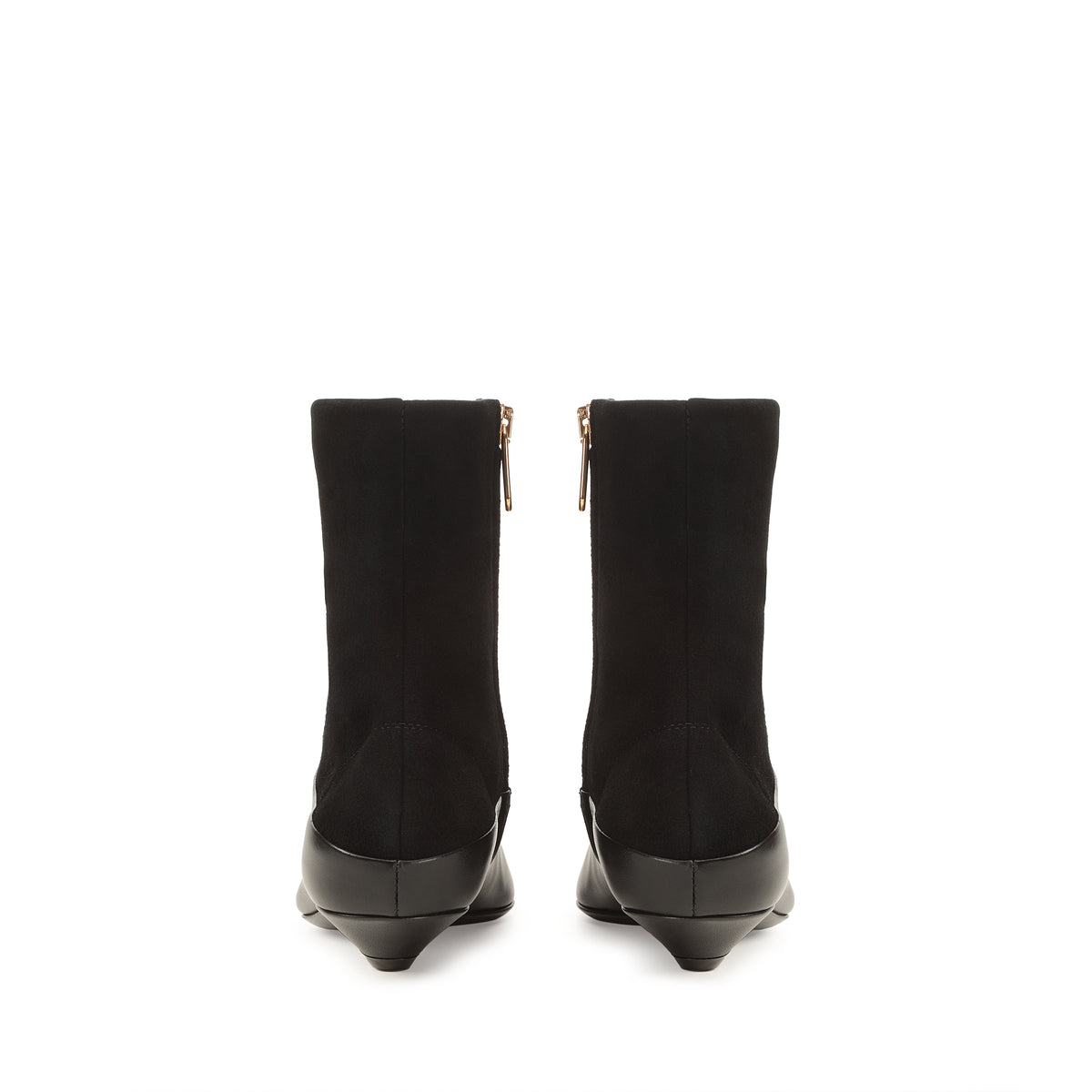 BOTTINES EN SUÈDE EXTENSIBLE À BEC avec SOFT CALFSK