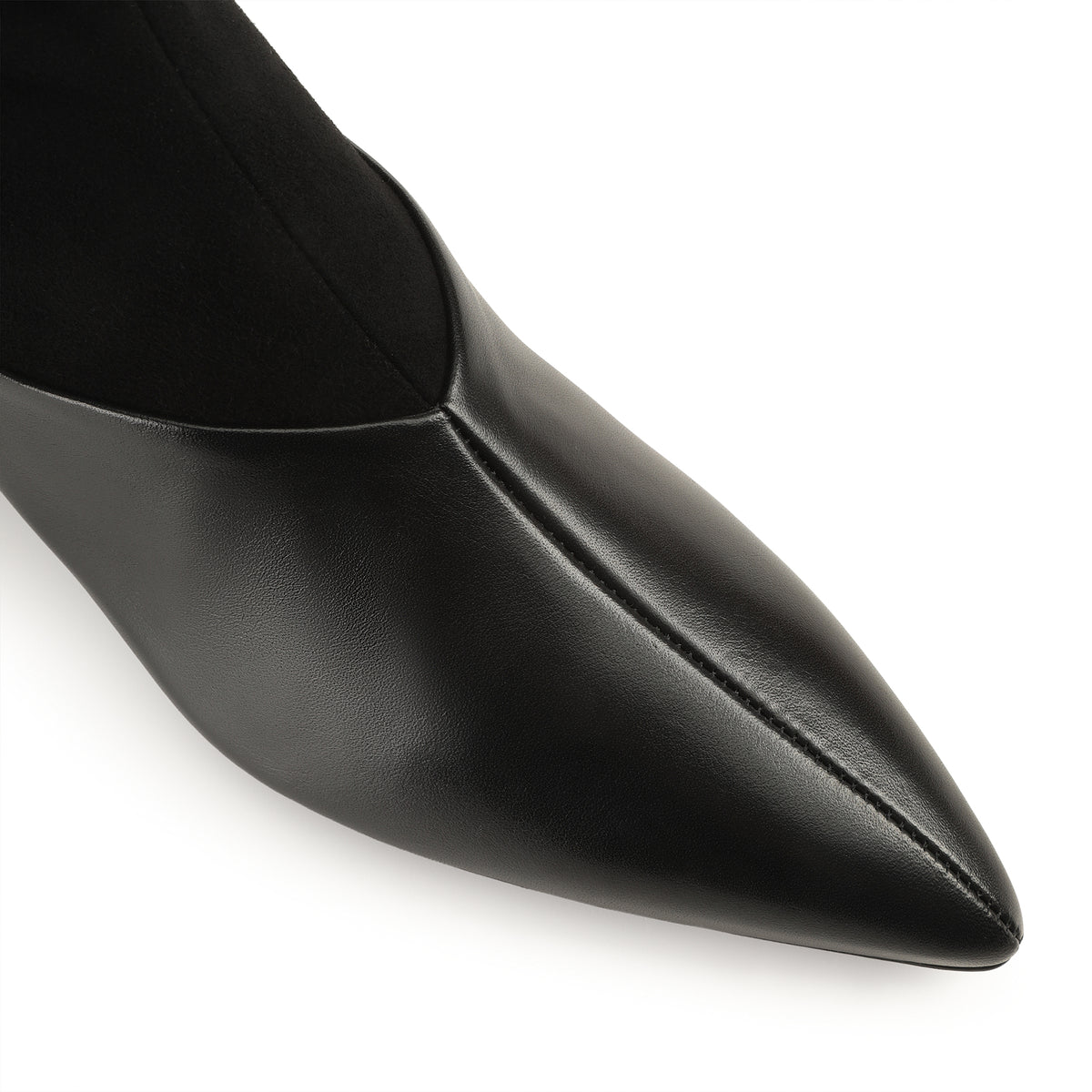 BOTTINES EN SUÈDE EXTENSIBLE À BEC avec SOFT CALFSK
