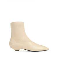 BOTTINES EN SUÈDE EXTENSIBLE À BEC avec SOFT CALFSK