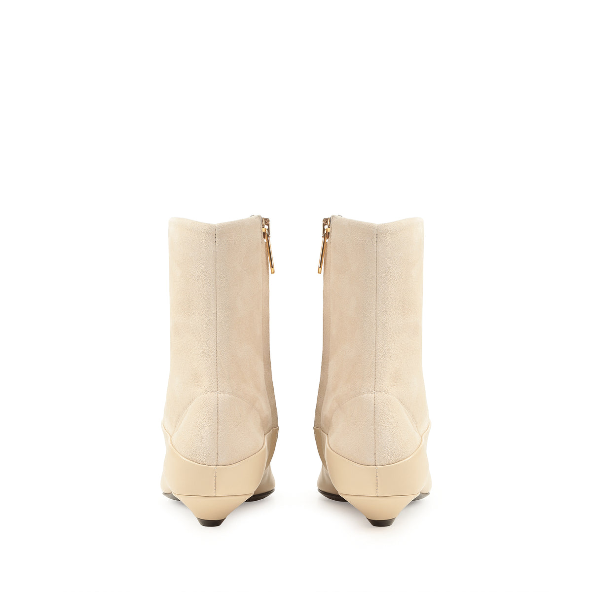 BOTTINES EN SUÈDE EXTENSIBLE À BEC avec SOFT CALFSK