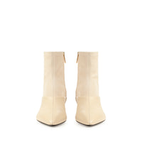 BOTTINES EN SUÈDE EXTENSIBLE À BEC avec SOFT CALFSK