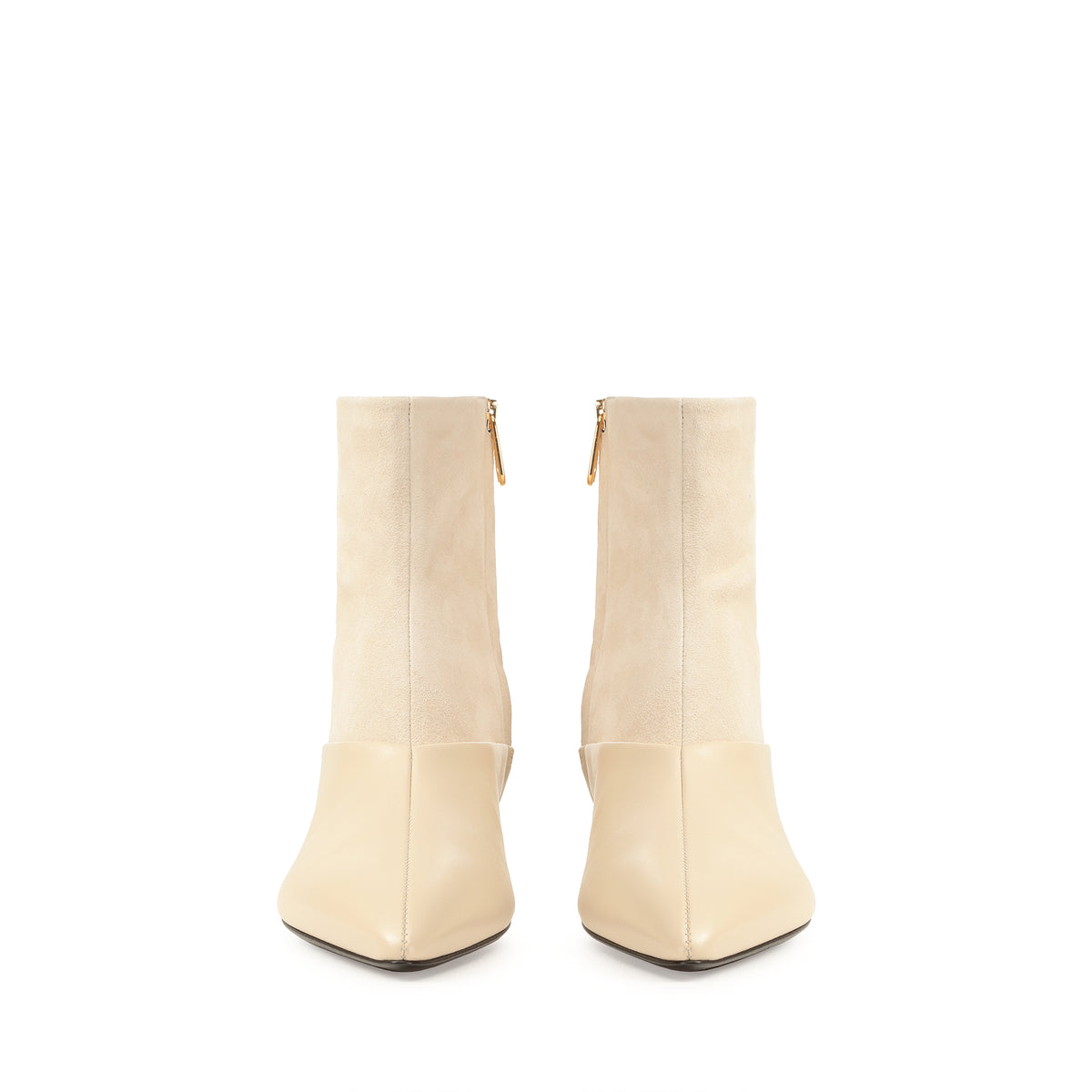 BOTTINES EN SUÈDE EXTENSIBLE À BEC avec SOFT CALFSK