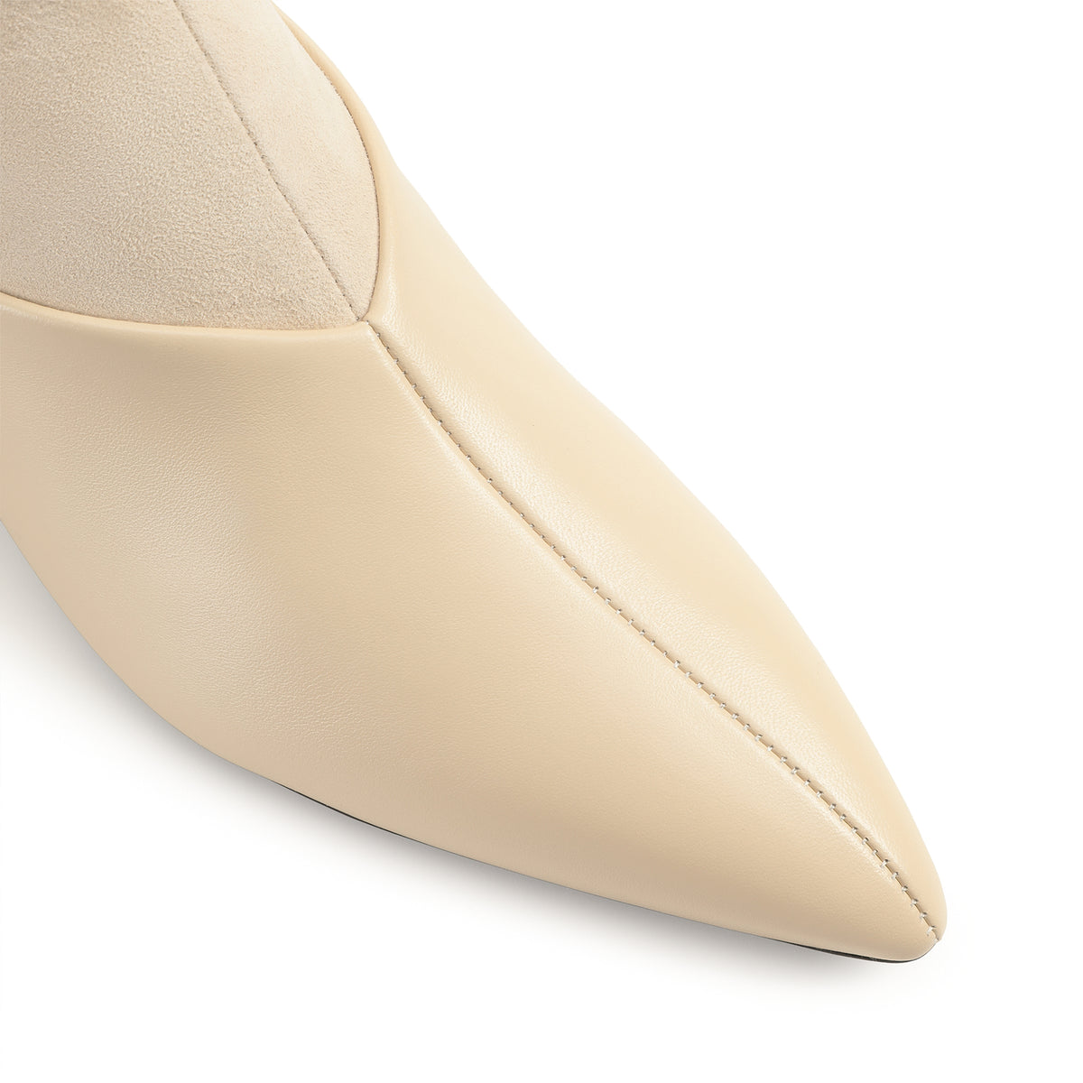 BOTTINES EN SUÈDE EXTENSIBLE À BEC avec SOFT CALFSK