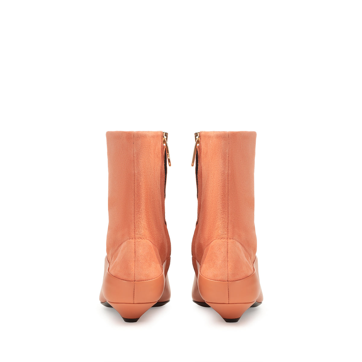 BOTTINES EN SUÈDE EXTENSIBLE À BEC avec SOFT CALFSK