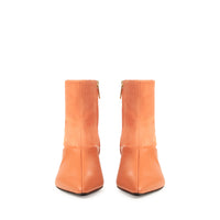 BOTTINES EN SUÈDE EXTENSIBLE À BEC avec SOFT CALFSK