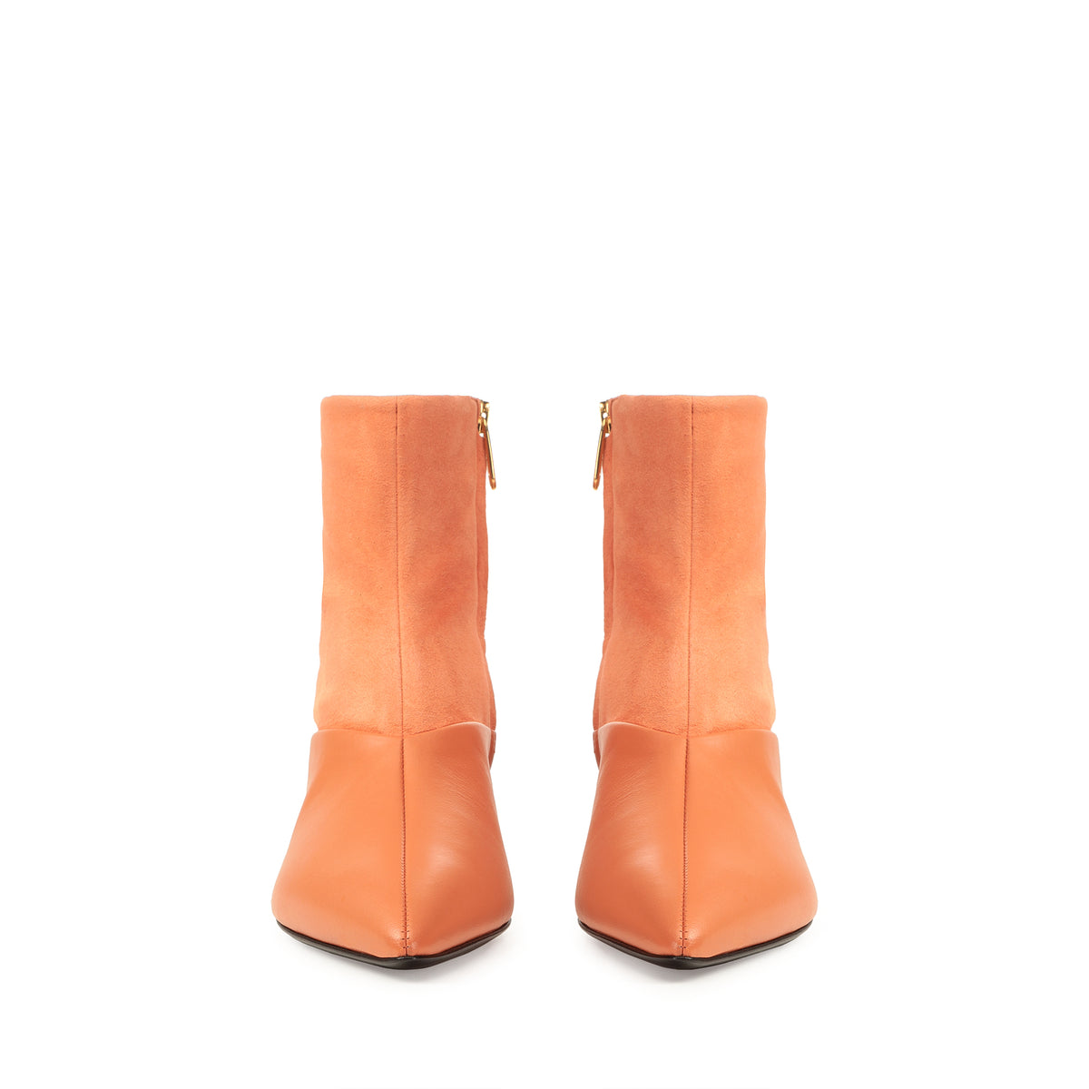 BOTTINES EN SUÈDE EXTENSIBLE À BEC avec SOFT CALFSK
