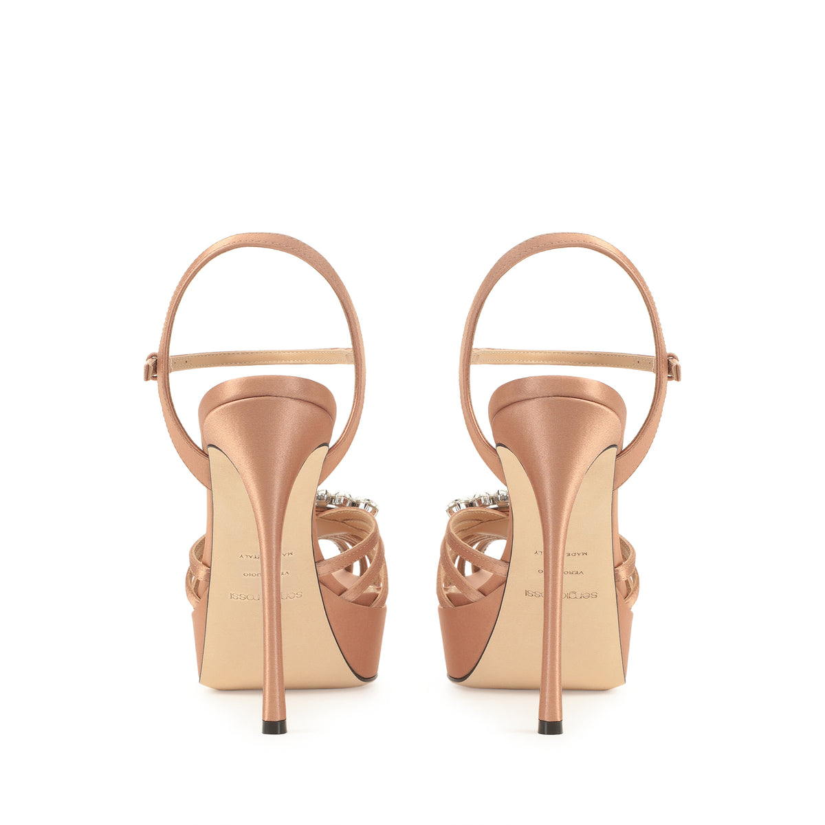 SANDALES EN CRÊPE PRÉCIEUSE SATIN SR GODIVA doublées
