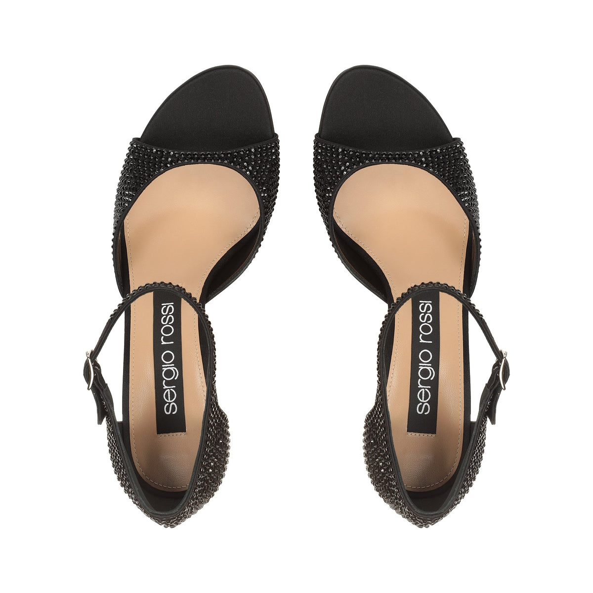SANDALES EN CRÊPE GODIVA COULEUR SATIN+STRASS SS10