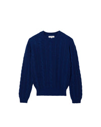 Pull col rond à torsades en cachemire -  Royal