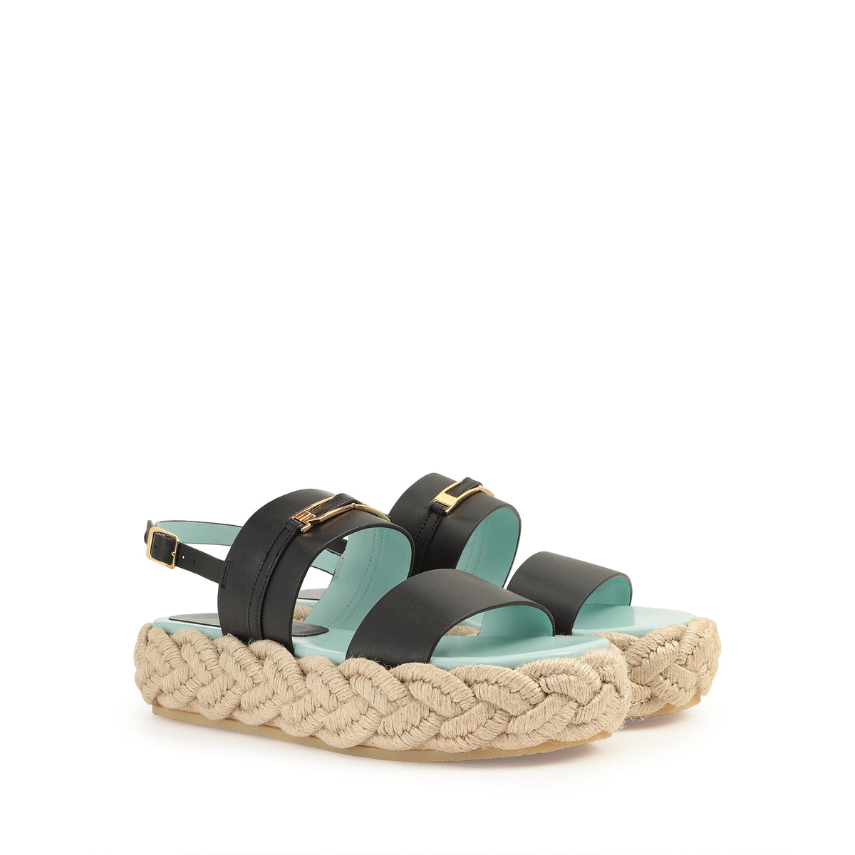 225€   Sandales Bitt en cuir - Black & Aquamint