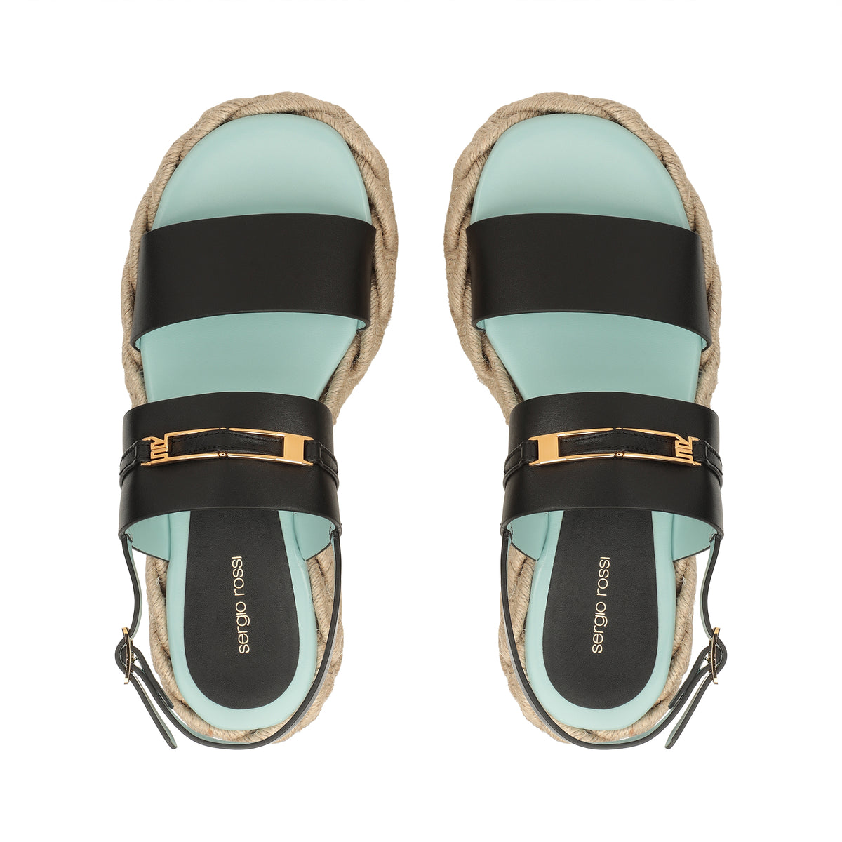 225€   Sandales Bitt en cuir - Black & Aquamint