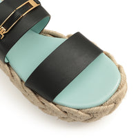 225€   Sandales Bitt en cuir - Black & Aquamint