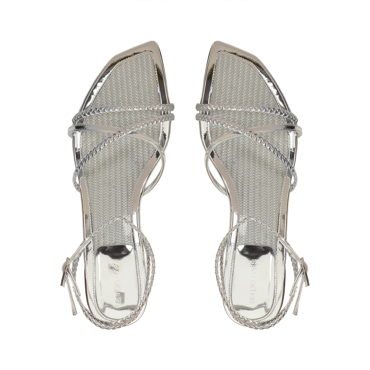 SANDALES MIROIR EN TEX TRESSÉ AVEC T EN FIBRE DE CARBONE