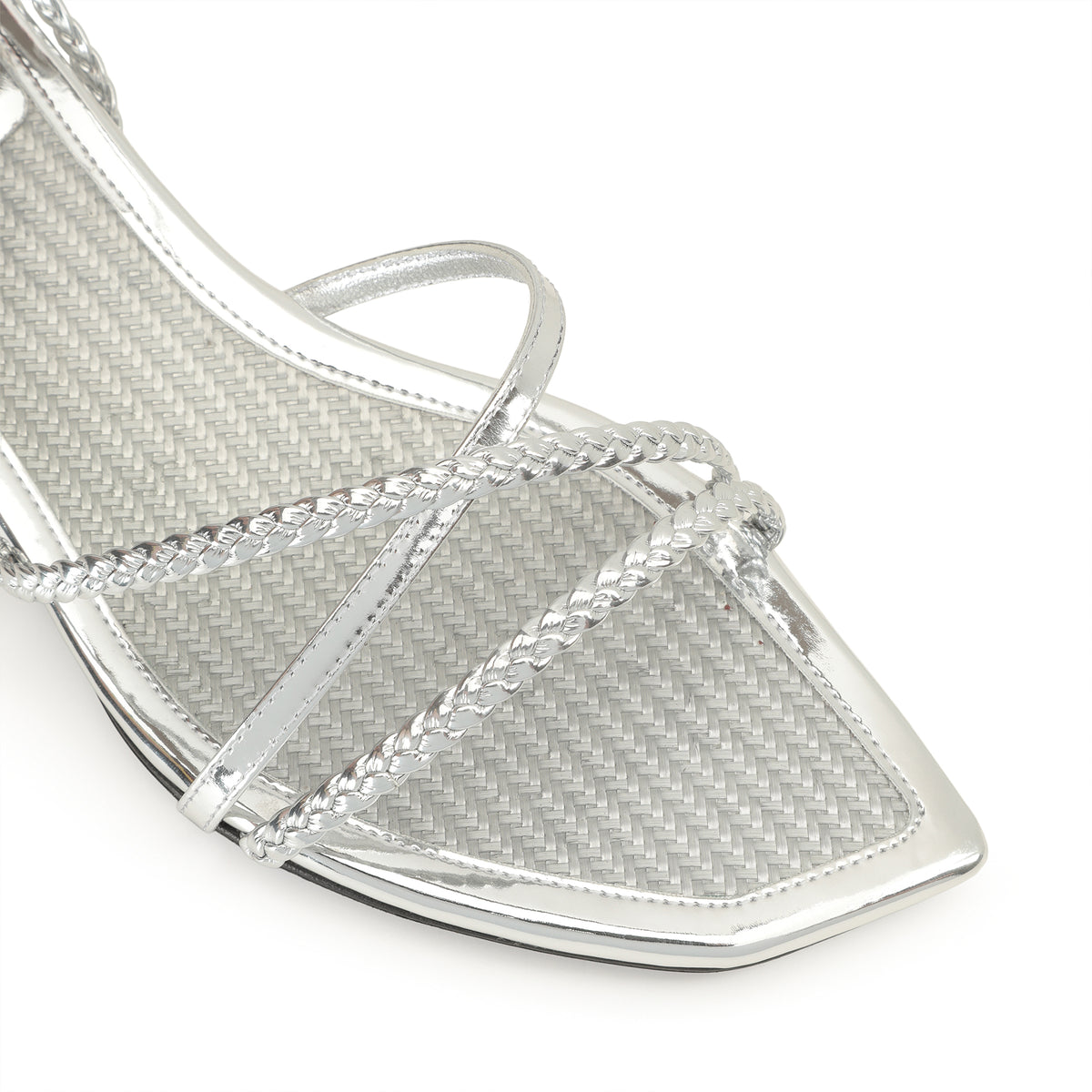 SANDALES MIROIR EN TEX TRESSÉ AVEC T EN FIBRE DE CARBONE