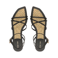 SANDALES DOUCES À TRESSES EN CUIR DE VÊTEMENT + PALME