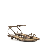 SANDALES DOUCES À TRESSES EN CUIR DE VÊTEMENT + PALME