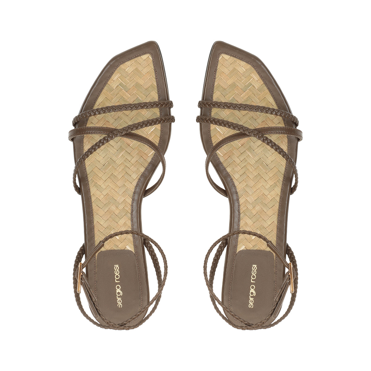 SANDALES DOUCES À TRESSES EN CUIR DE VÊTEMENT + PALME