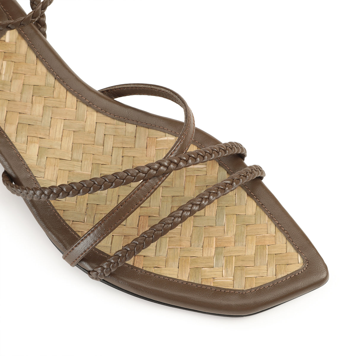 SANDALES DOUCES À TRESSES EN CUIR DE VÊTEMENT + PALME