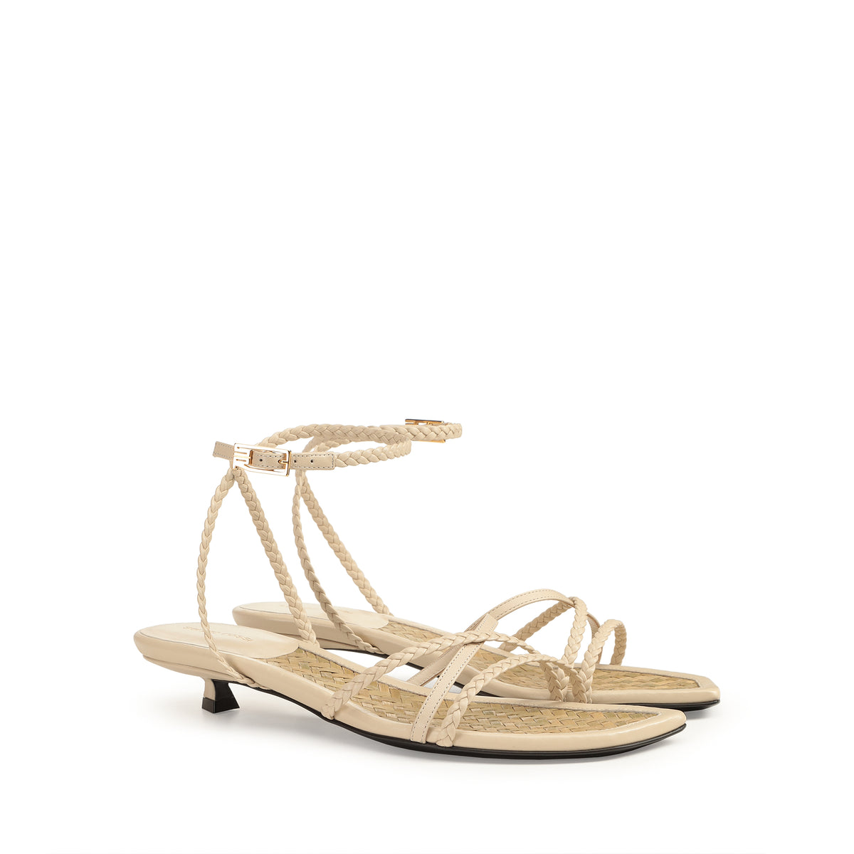 SANDALES DOUCES À TRESSES EN CUIR DE VÊTEMENT + PALME